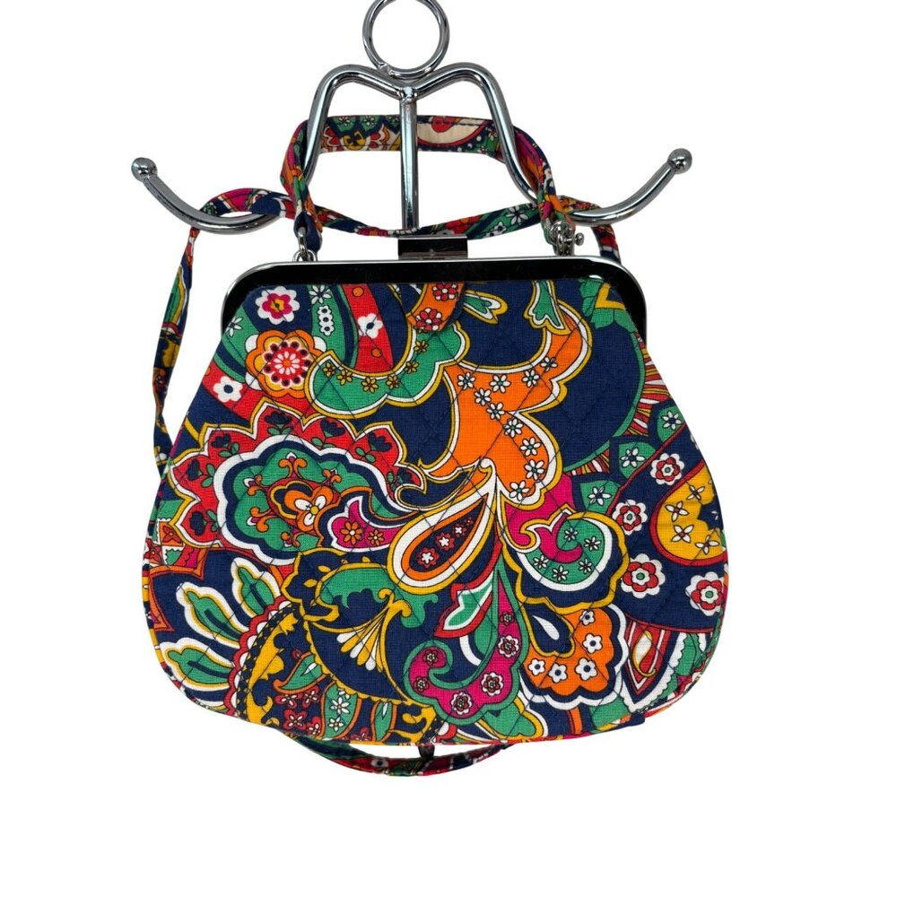 Vera Bradley Cotton Carson Mini Shoulder Bag With Vibrant Floral Paisley Pattern